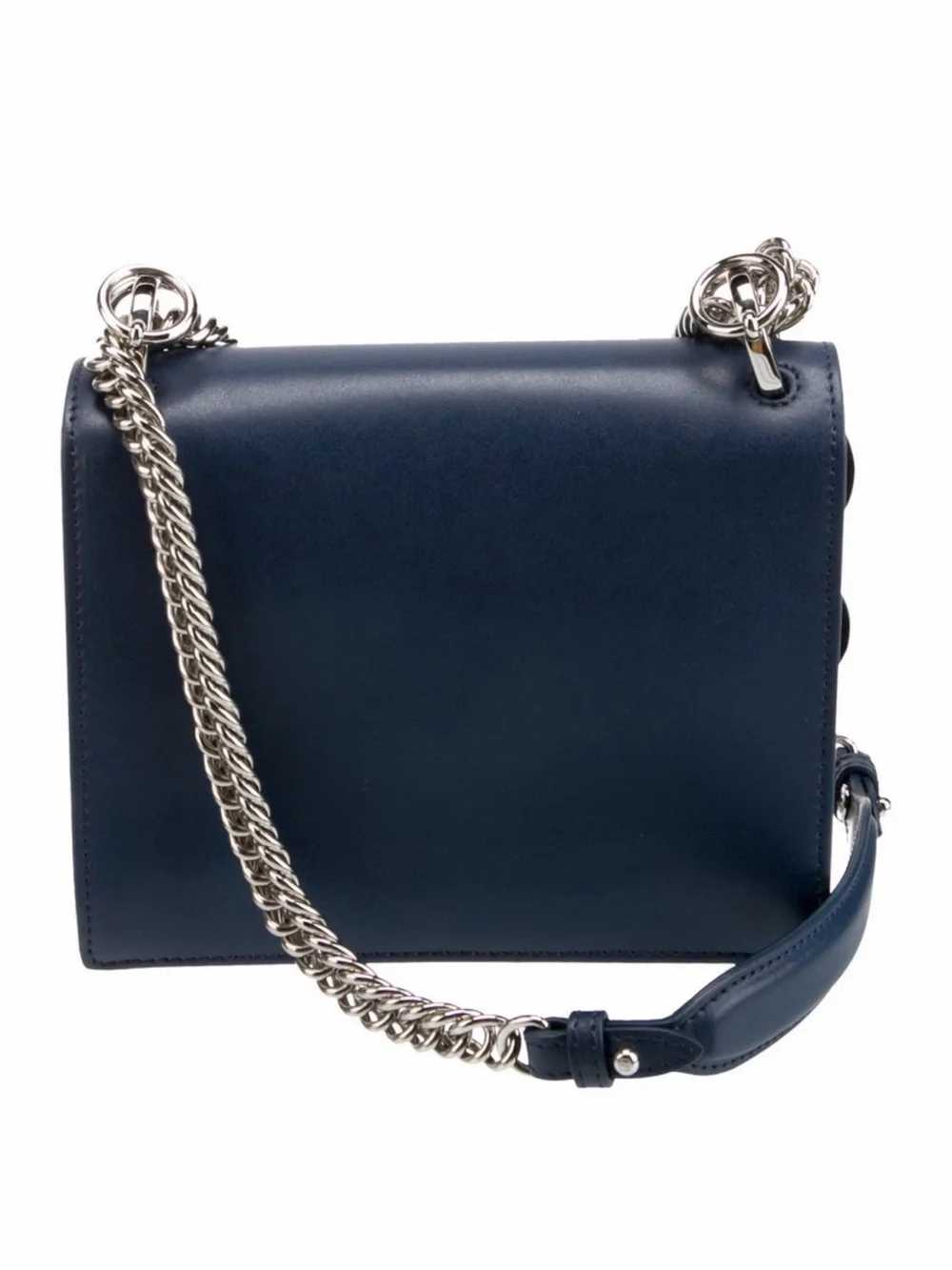 Fendi Navy Leather Crossbody with Multicolor Crystal Ring Accents